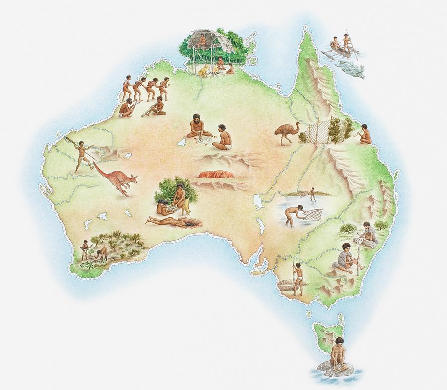 Illustrated Map Of Australia Showing Digital Art by Dorling Kindersley