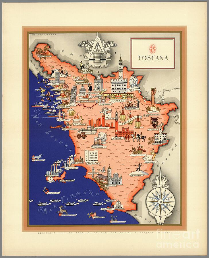 Illustrated Map Of Toscana Photograph by Photostock-israel/science Photo Library Illustrated Map Of Toscana Photograph by Photostock-israel/science Photo Library