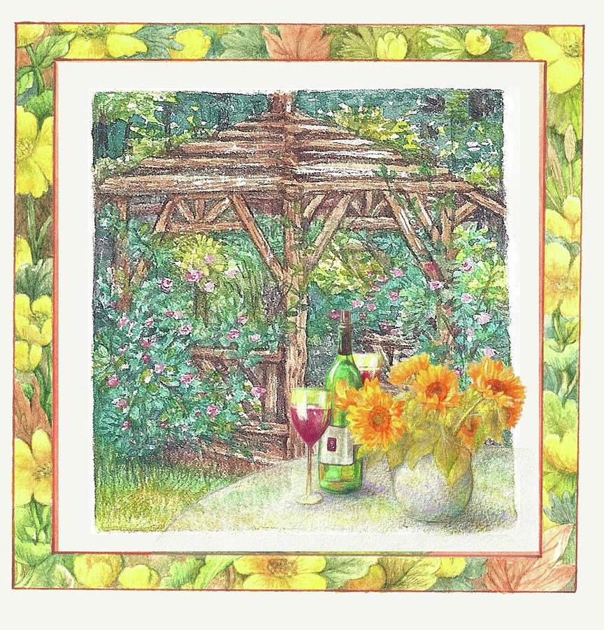 Illustrated Sunflower Picnic Painting by Judith Cheng