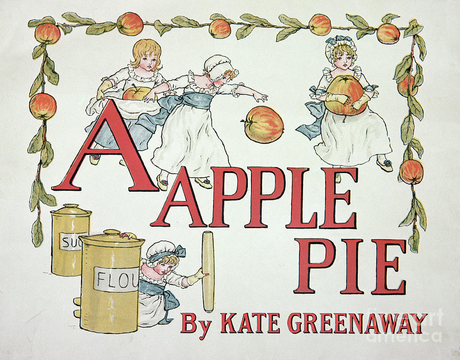 Illustration For The Letter A From Apple Pie Alphabet, Published 1885 Painting by Kate Greenaway