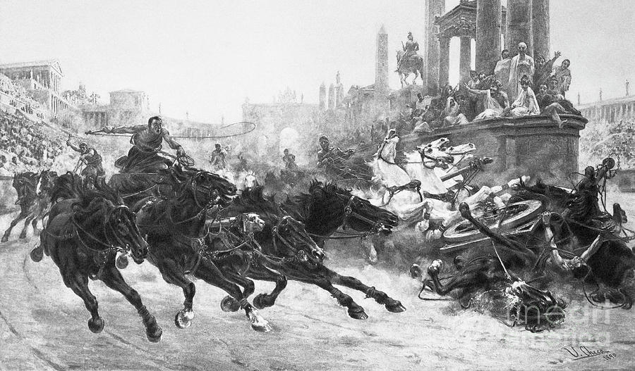 Illustration Of A Roman Chariot Race Photograph by Bettmann
