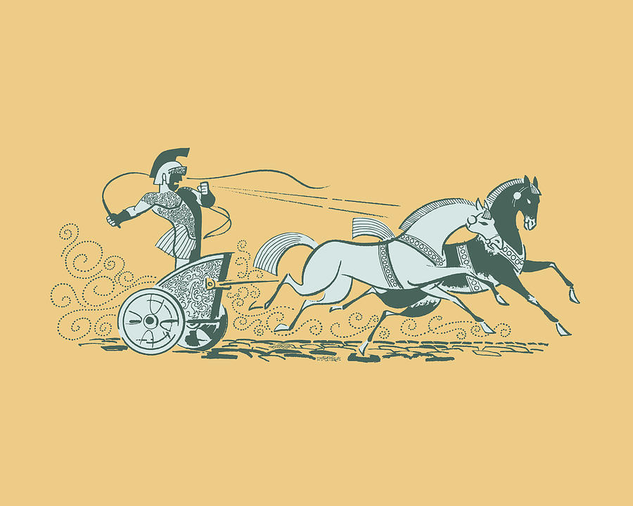 Illustration of Ancient roman chariot Drawing by CSA Images