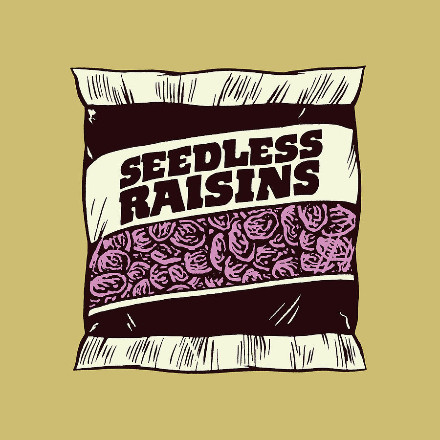 Typography Drawing - Illustration of bag of seedless raisins by CSA Images