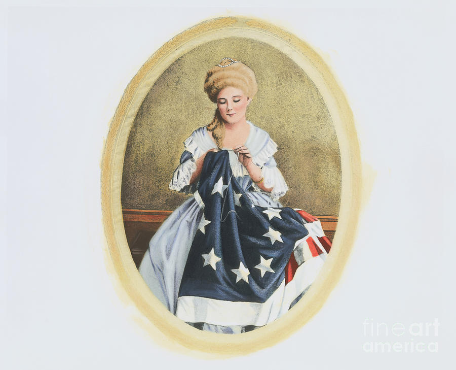 Illustration Of Betsy Ross Sewing Photograph by Bettmann