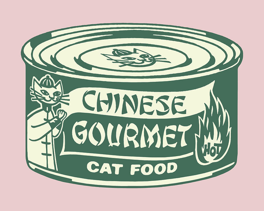 Vintage Drawing - Illustration of Chinese gourmet cat food by CSA Images