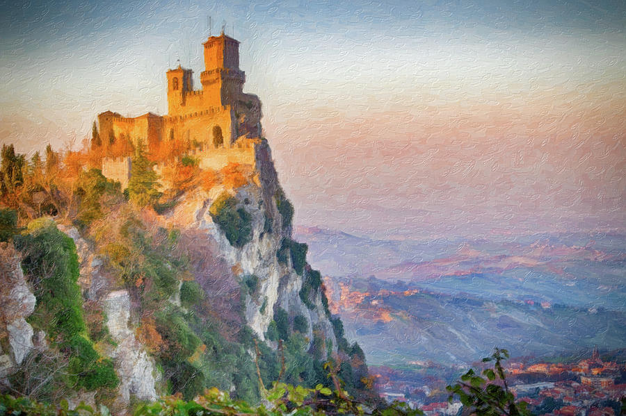 Illustration Of Crenellated Tower Overlooking The Valley    Photograph by Vivida Photo PC