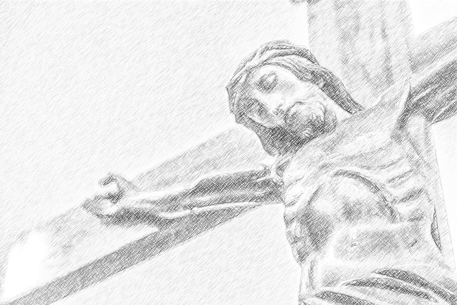 illustration of Crucifixion of Jesus Christ nailed to the Holy C Photograph by Vivida Photo PC