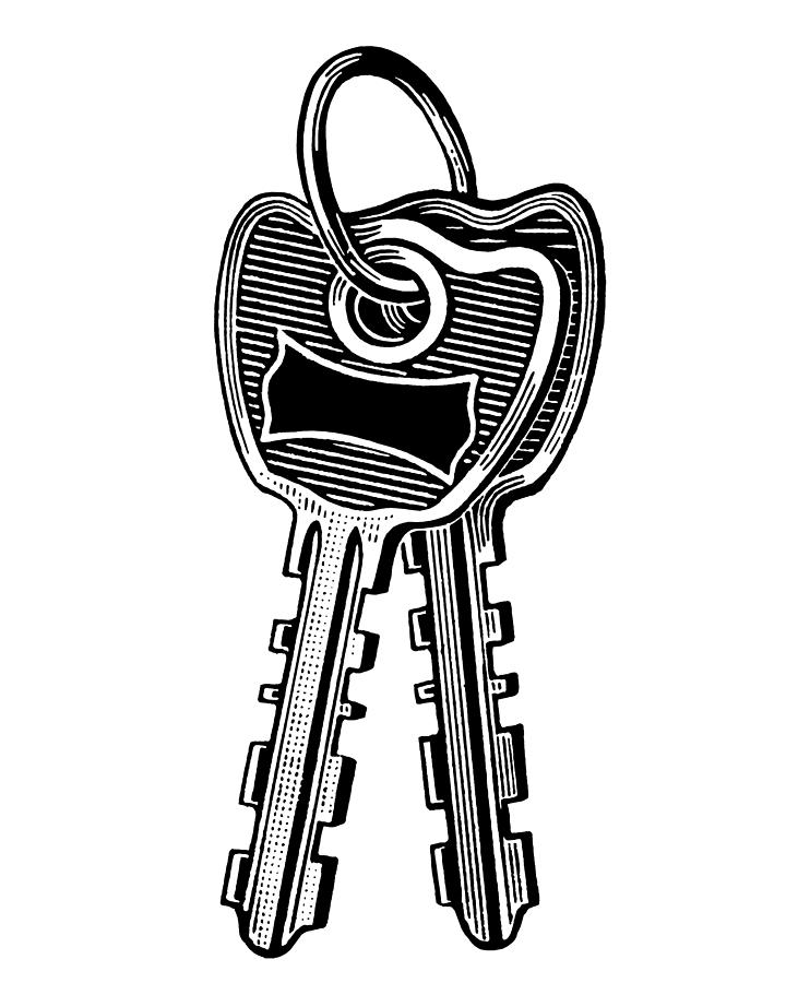 Illustration of door keys Drawing by CSA Images - Fine Art America