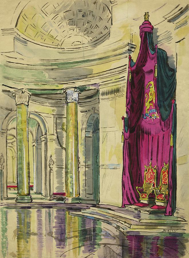Illustration Of Durbar Hall Painting by Cecil Beaton