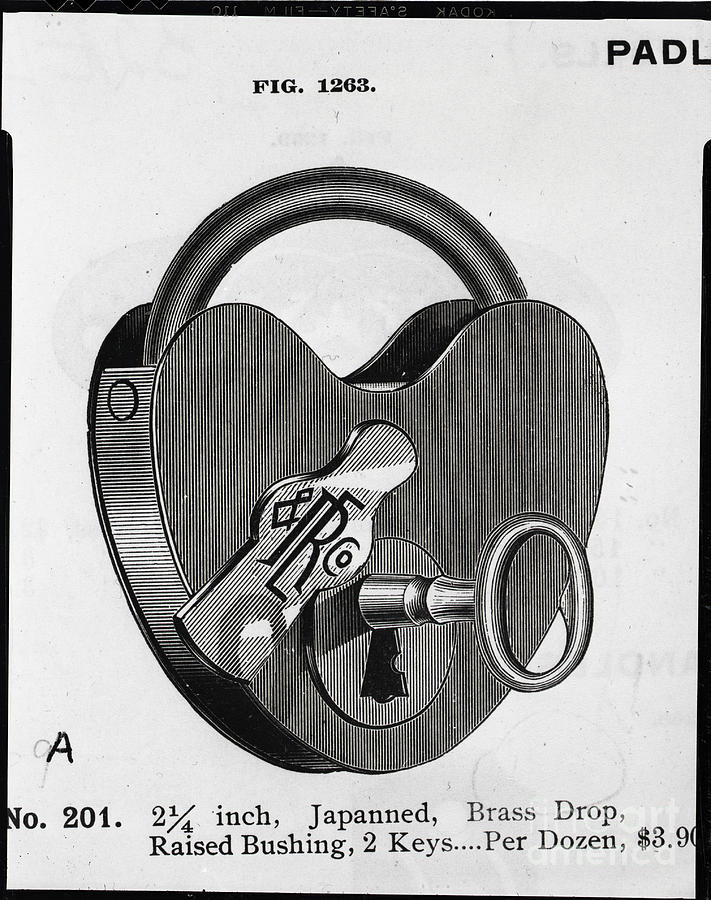 Illustration Of Early Padlock & Key Photograph by Bettmann