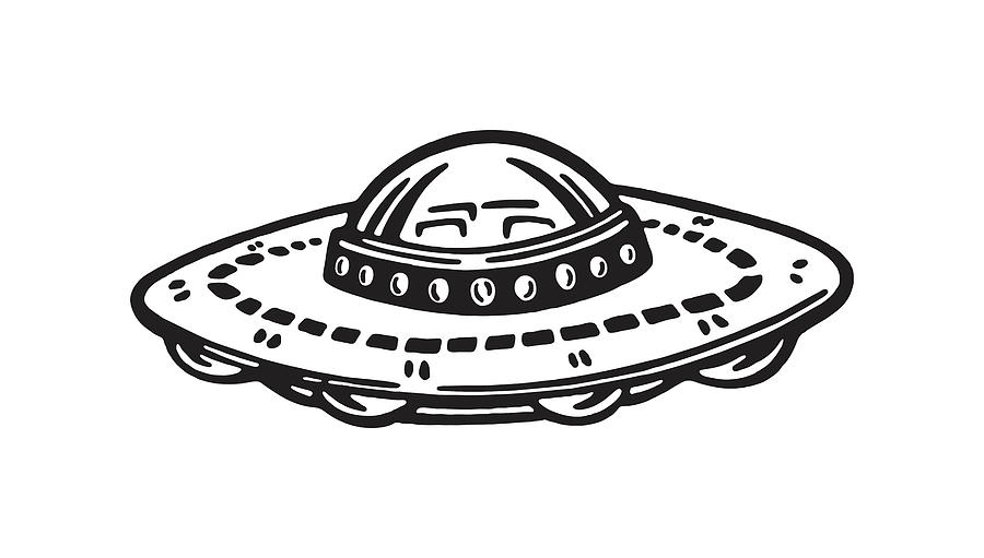 Illustration of flying saucer Drawing by CSA Images
