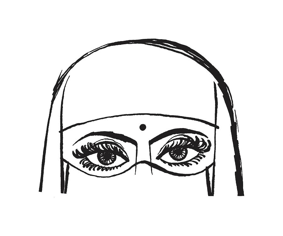 indian woman face sketch