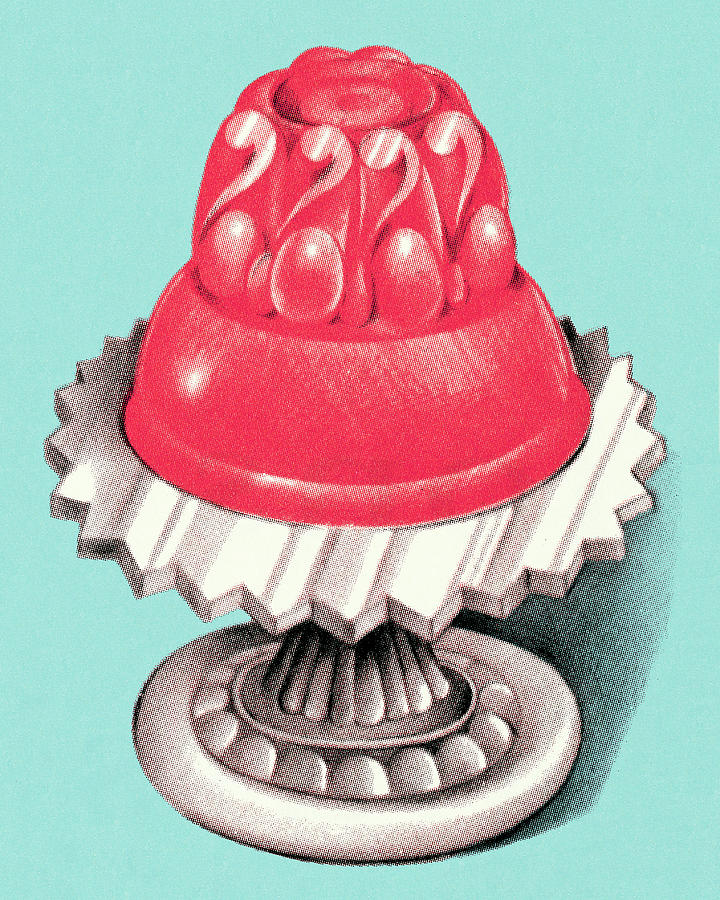 Vintage Drawing - Illustration of jelly on cake stand by CSA Images