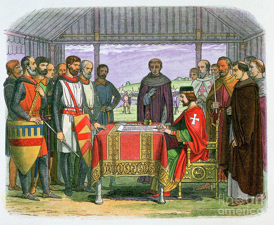 Illustration Of King John Signing Drawing by Print Collector