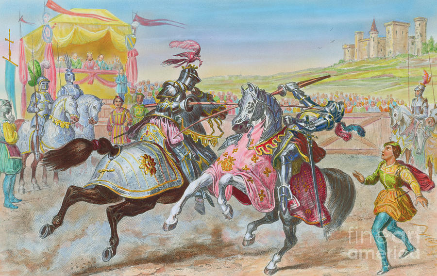 Illustration Of Knights Jousting Photograph by Bettmann