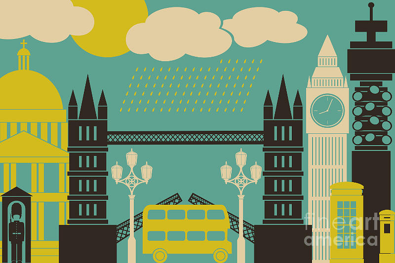 Bus Digital Art - Illustration Of London Symbols And by Iveta Angelova Bus Digital Art - Illustration Of London Symbols And by Iveta Angelova