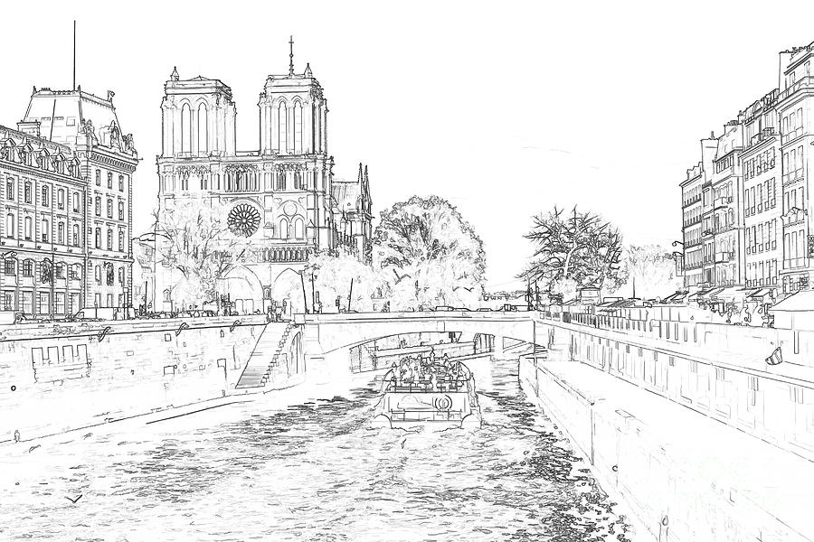 Paris Photograph - Illustration of Notre Dame de Paris by Ulysse Pixel