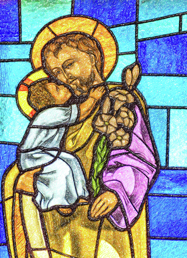 illustration of Saint Joseph and Baby Jesus Photograph by Vivida Photo PC