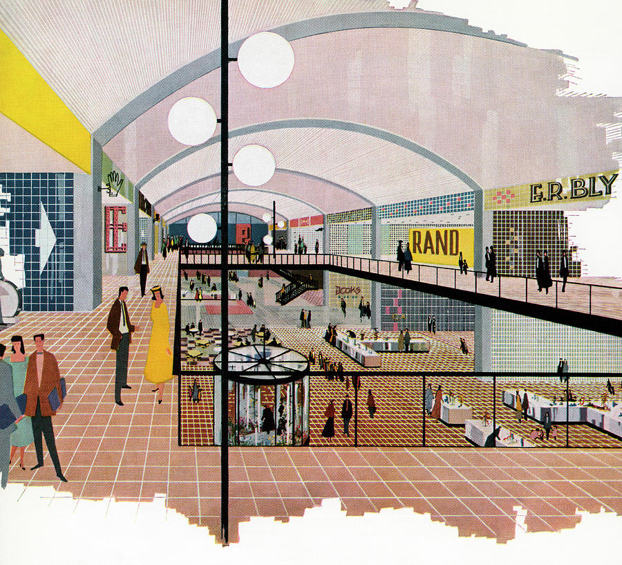 Illustration Of Shopping Mall Photograph by Graphicaartis