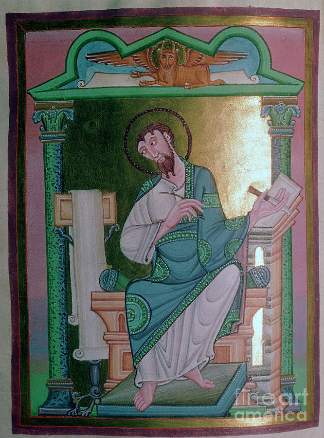 Illustration Of St Luke, 11th Century Drawing by Print Collector