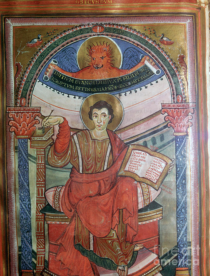 Illustration Of St Mark Holding Drawing by Print Collector