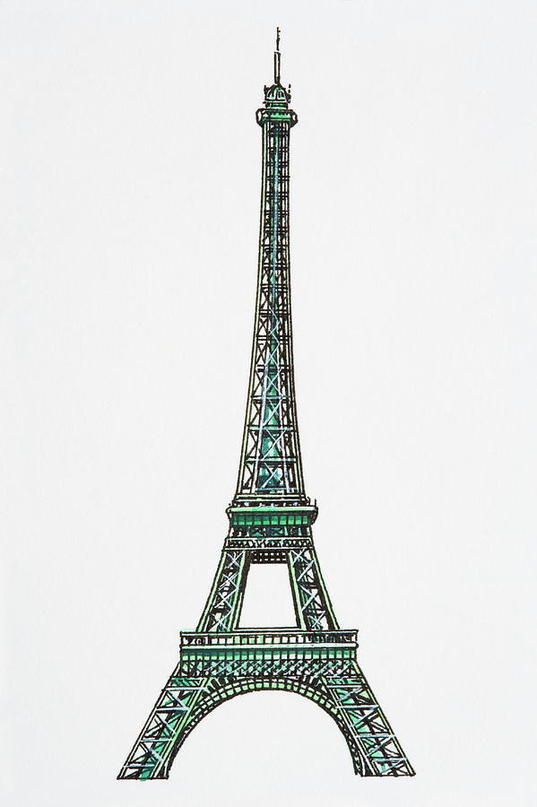 Illustration Of The Eiffel Tower Digital Art by Dorling Kindersley