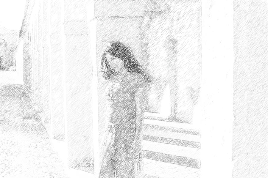 Illustration Of Woman Leaning On Column  Photograph by Vivida Photo PC