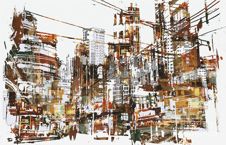 City Digital Art - Illustration Painting Of Urban City by Tithi Luadthong City Digital Art - Illustration Painting Of Urban City by Tithi Luadthong