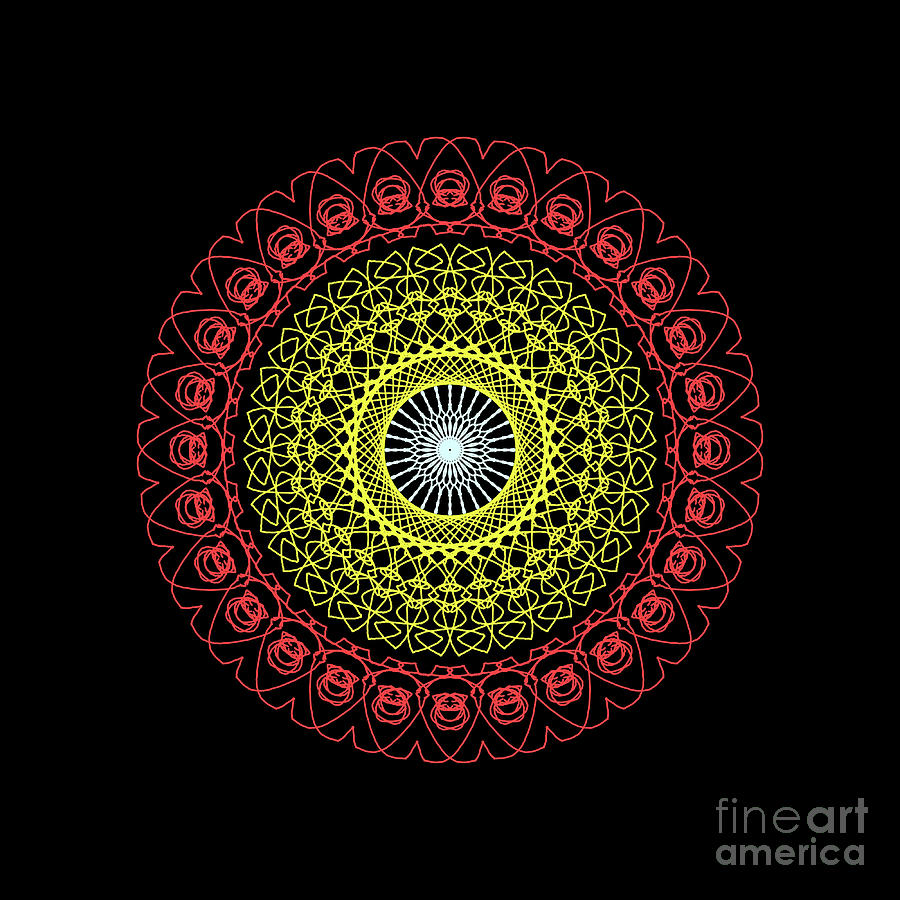Illustration, Simple Radial Mandala Style Rendering, Abstract Circular Lace. Digital Art by Joaquin Corbalan