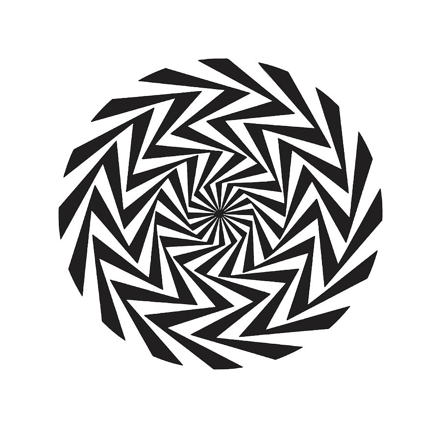 Black And White Drawing - Illustration with spiral symbol by CSA Images