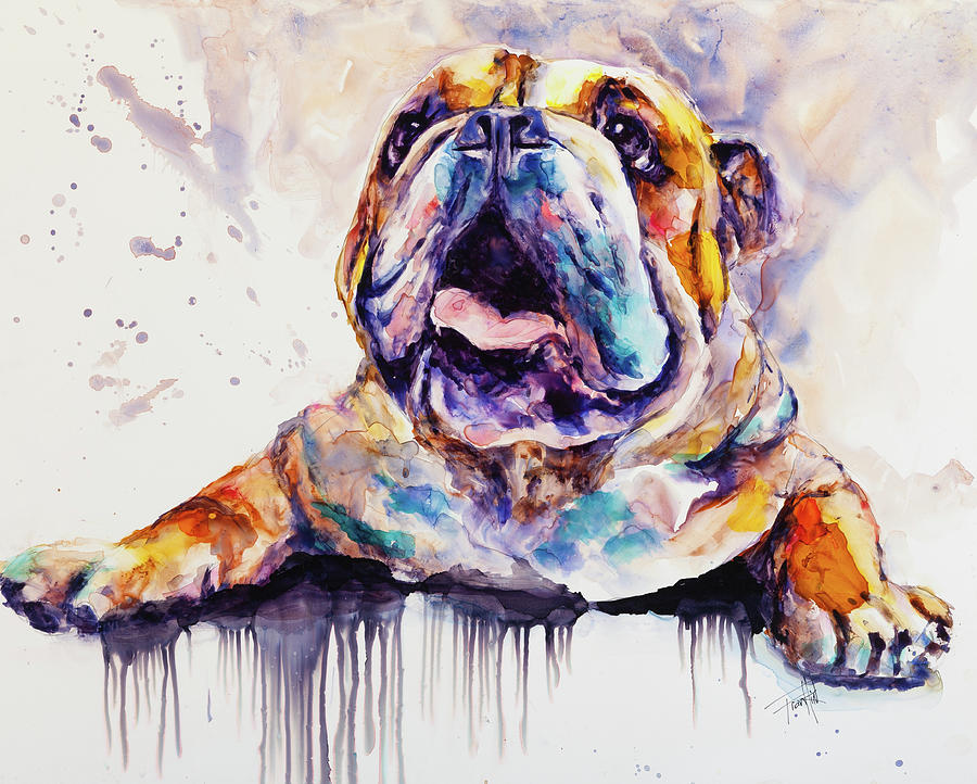 English Bulldog Painting - Im Feeling Peckish by Art By Leslie Franklin