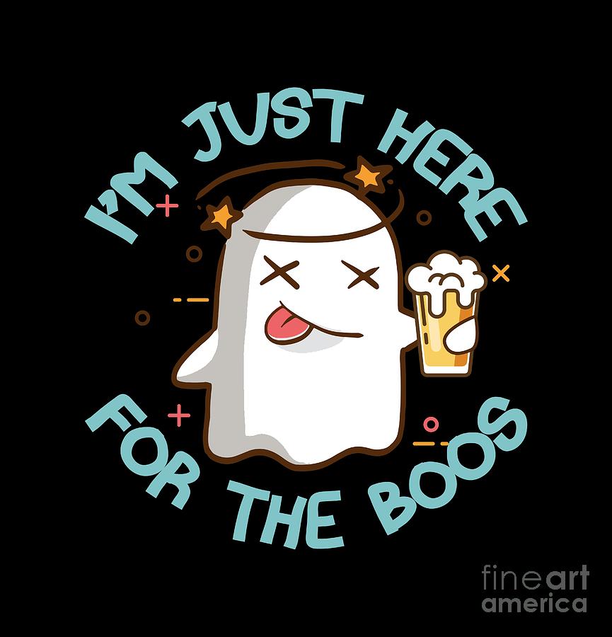 18x18 Multicolor BCC Halloween Shirts I'm Just Here for The Boos Beer Drinking Ghost Halloween Throw Pillow