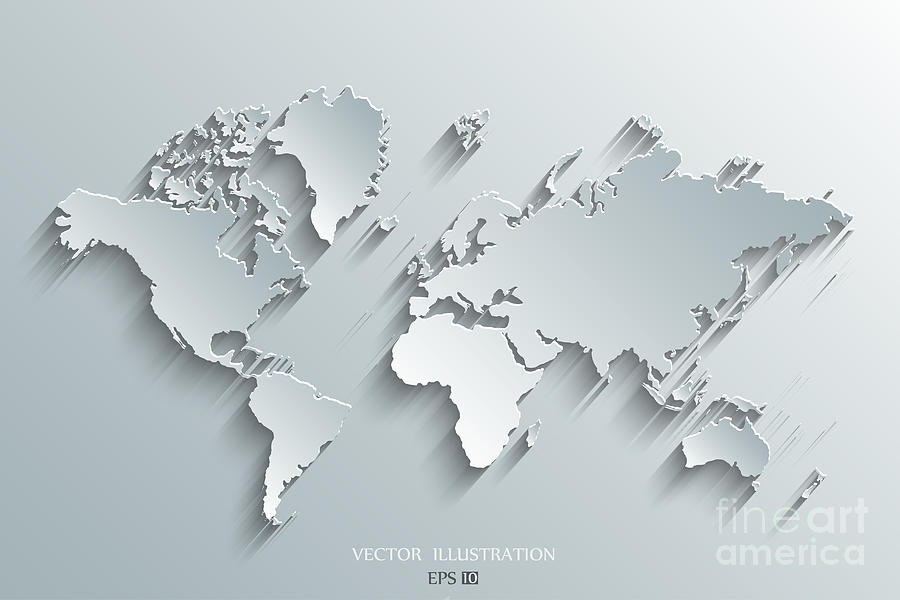 Symbol Digital Art - Image Of A Vector World Map by Juliann