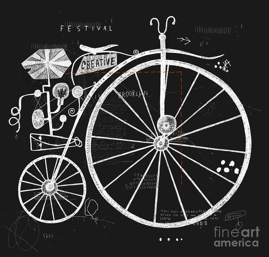 Symbol Digital Art - Image Of An Old Bicycle With A Large by Dmitriip Symbol Digital Art - Image Of An Old Bicycle With A Large by Dmitriip