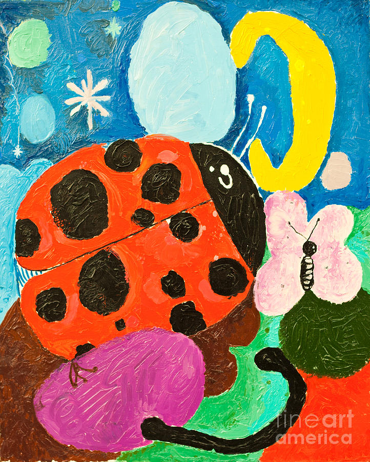 Love Digital Art - Image Of Ladybug And A Butterfly by Dmitriip Love Digital Art - Image Of Ladybug And A Butterfly by Dmitriip