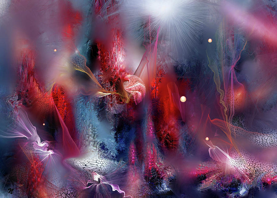 Abstract Digital Art - Imaginary Landscape Red 18 by Natalia Rudzina