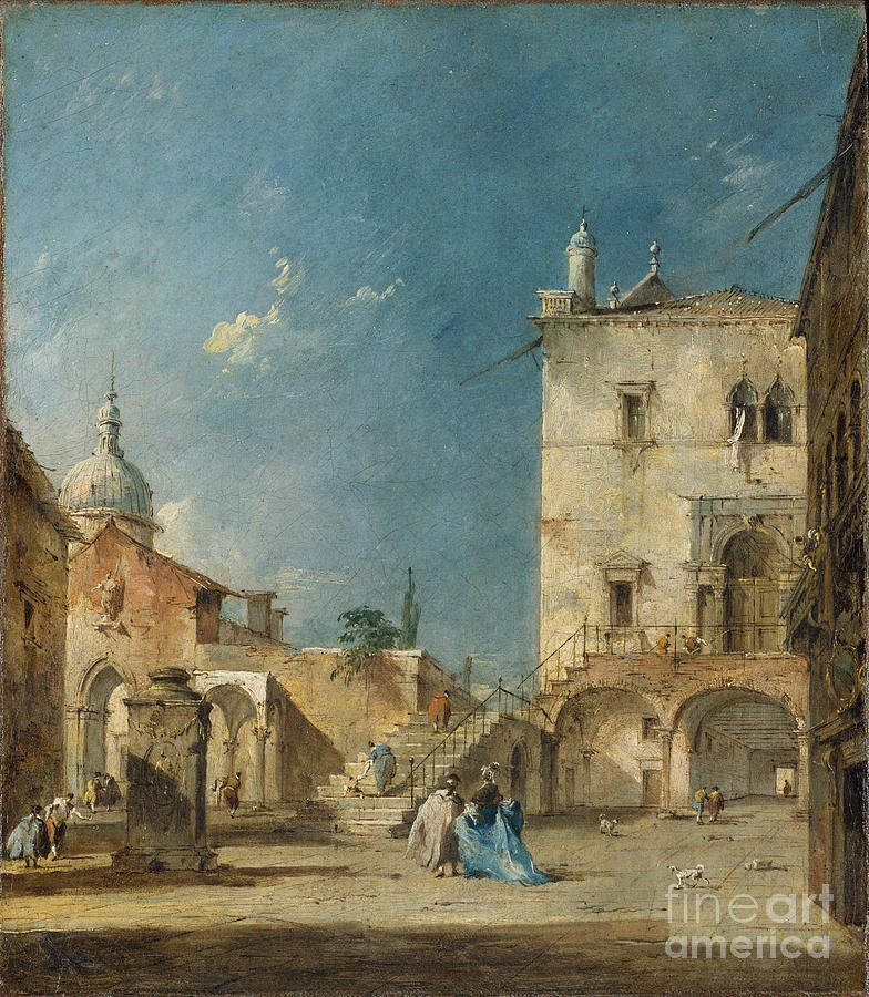 Imaginary View Of A Venetian Square Or Campo, C.1780 Painting by Francesco Guardi