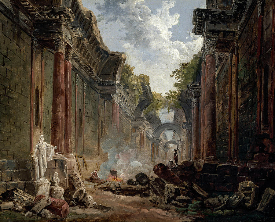 Imaginary View of the Grande Galerie in the Louvre in Ruins Painting by ...