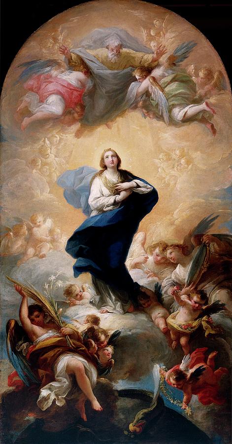 Immaculate Conception, 1781, Spanish School, Oil on canvas, 142 cm x ... Painting by Mariano Salvador Maella -1739-1819-