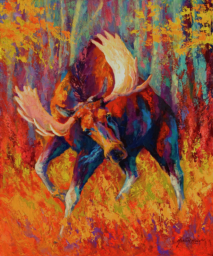 Animal Painting - Immenent Charge Moose by Marion Rose