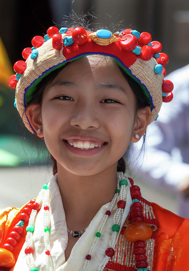 Immigrant Day Parade NYC 6_8_19 Tibetan Girl Photograph by Robert Ullmann