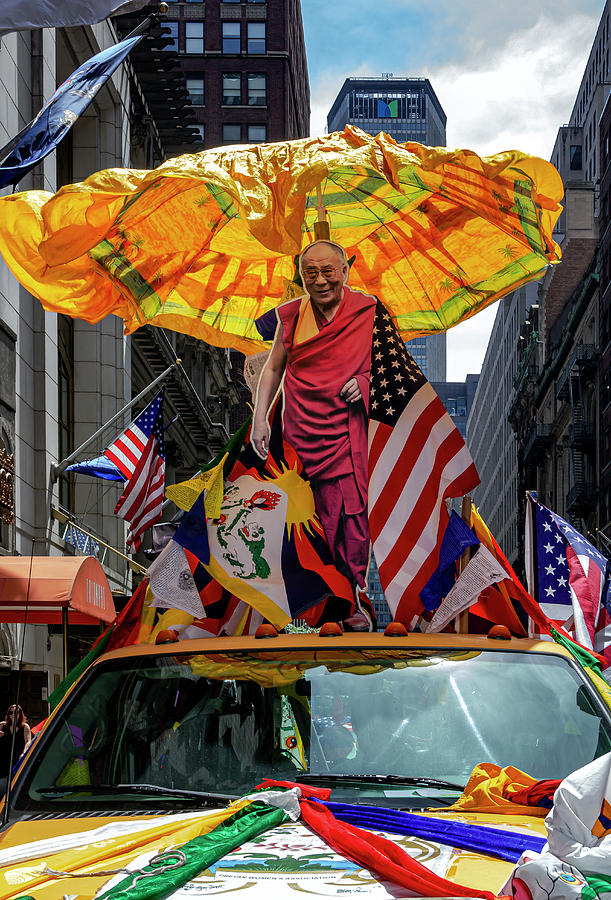 Immigrant Parade NYC 8_8_19 Tibetan Float Dalai Lama Cardboard C Photograph by Robert Ullmann