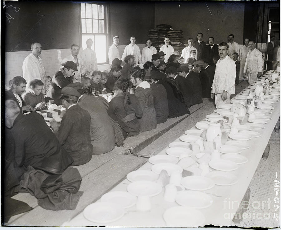 Immigrants Being Served Dinner Photograph by Bettmann