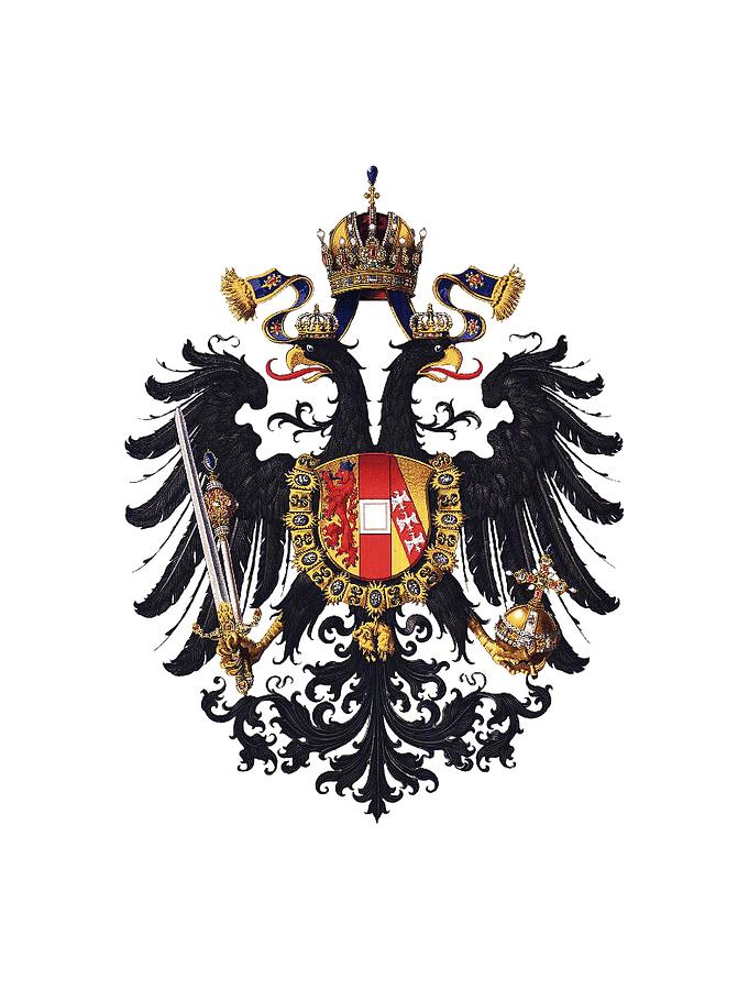 Eagle Drawing - Imperial Coat of Arms of the Empire of Austria-Hungary 1815 transparent by Helga Novelli