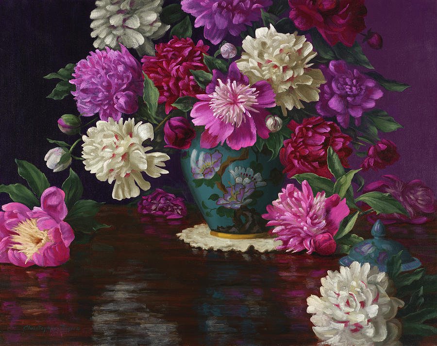 Still Life Painting - Imperial Peonies by Christopher Pierce