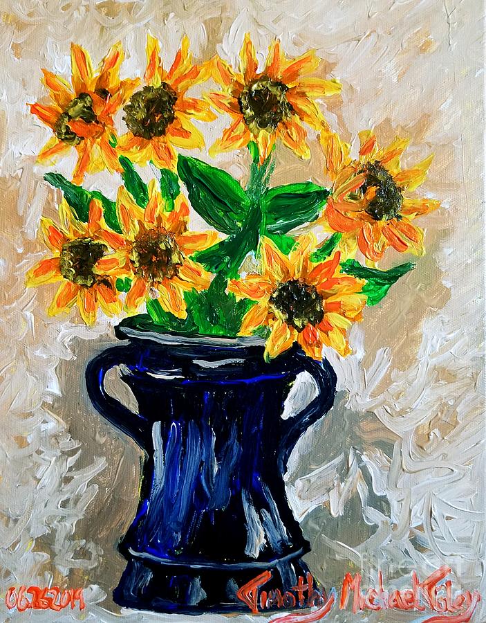 Impressionisms Sunflowers  Painting by Timothy Foley