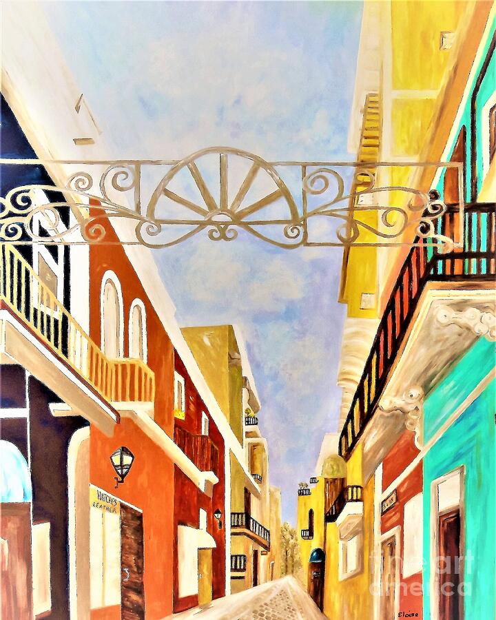 Impressionist Old San Juan  Painting in Cinnabar Tones Painting by Eloise Schneider Mote
