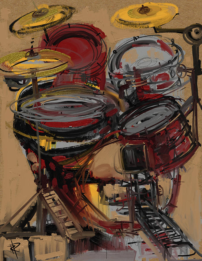 Drum Mixed Media - Impressionistic Drums by Russell Pierce