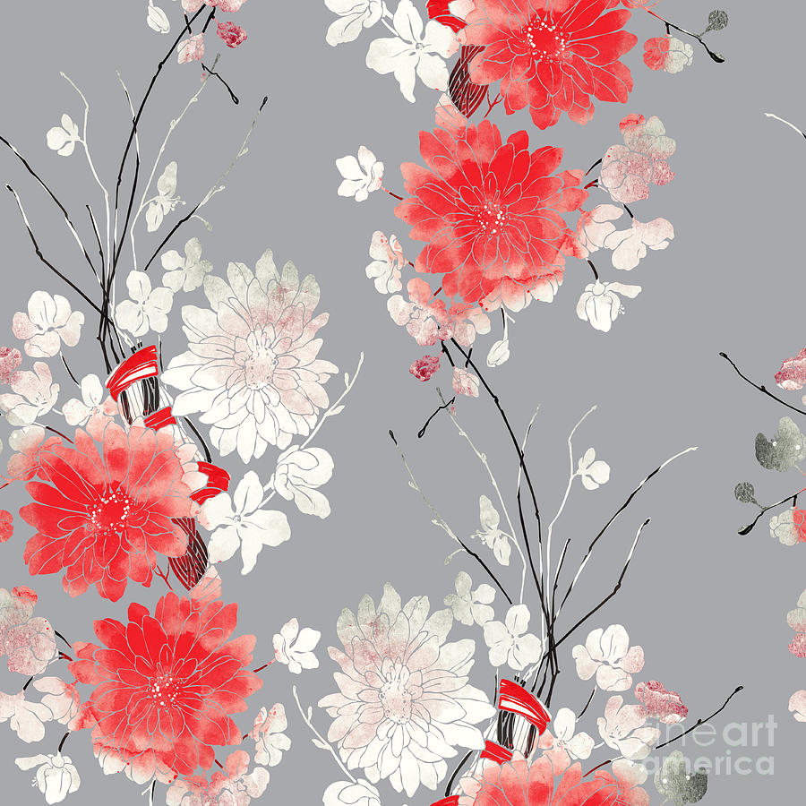Gift Digital Art - Imprints Sakura And Chrysanthemum. Hand by Liia Chevnenko Gift Digital Art - Imprints Sakura And Chrysanthemum. Hand by Liia Chevnenko