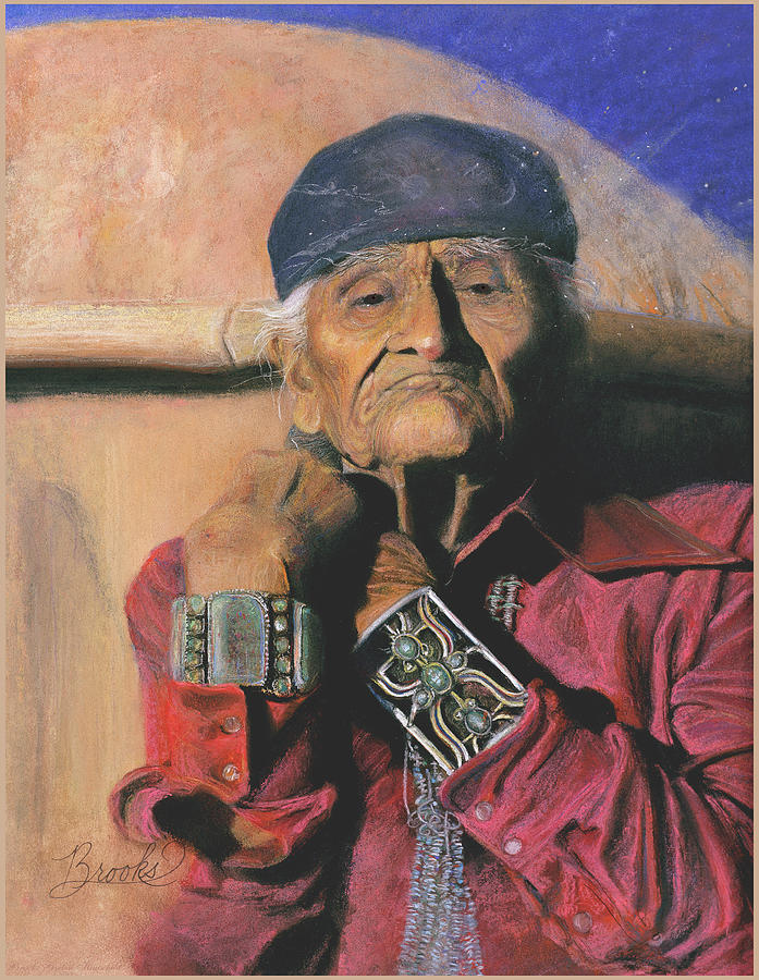 In Beauty I Walk - Native American Art - Original Soft Pastel Painting - Navajo Medicine Man Pastel by Brooks Garten Hauschild